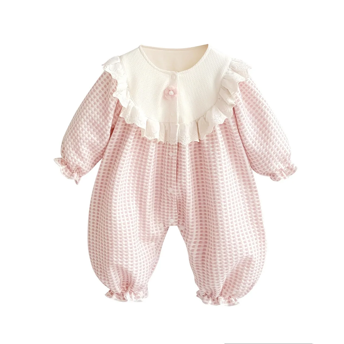Pelele para recién nacido, ropa de otoño de manga larga de una pieza para niño pequeño, mono rosa, ropa informal - imagen 5