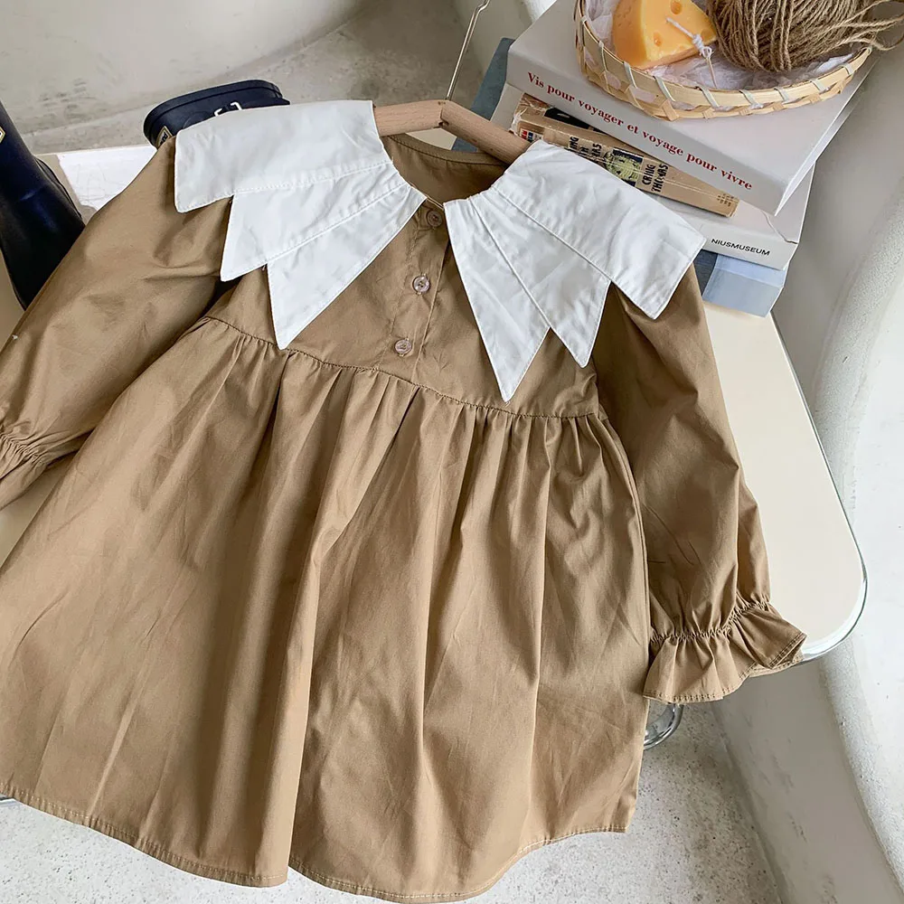 MILANCEL, vestido de primavera y otoño para niñas de 2 a 7 años, vestido de princesa con cuello Peter Pan para niños, ropa de estilo coreano para niños, traje para niñas - imagen 2