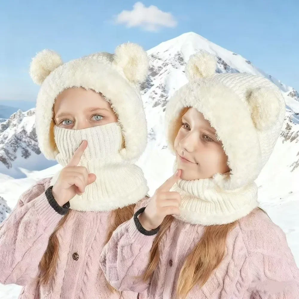 Gorro pasamontañas de invierno con cuello cálido para niñas modernas - imagen 4