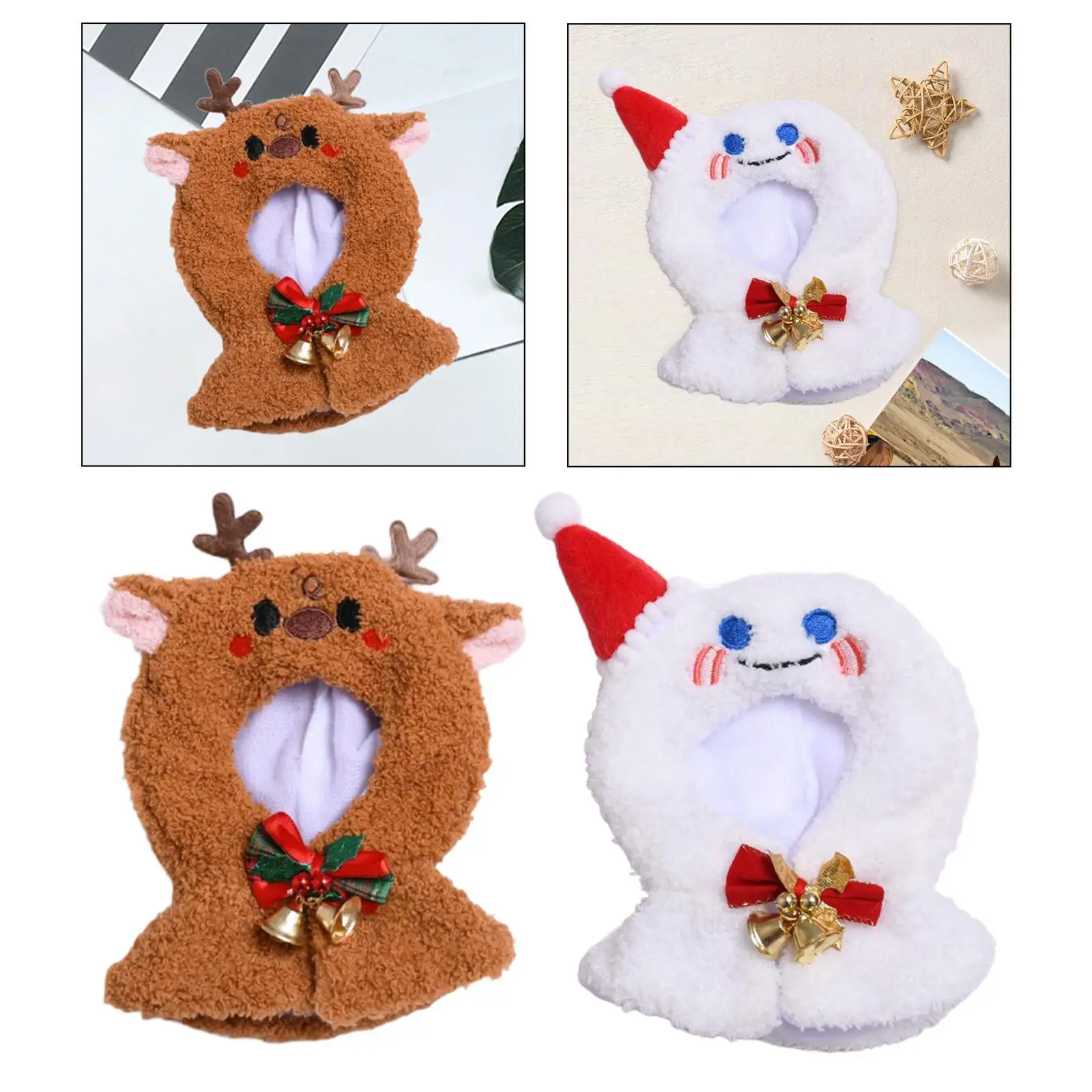 Ropa de muñeca de peluche de 15 -17 cm, chal navideño, vestido de muñeca bonito a la moda - imagen 3