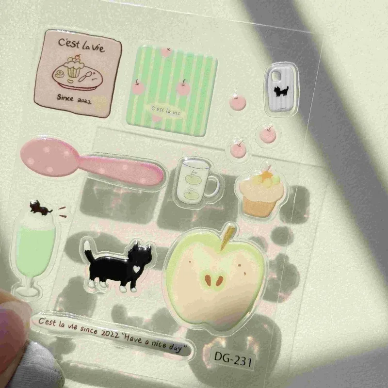 Calcomanías 3D resina transparente gato negro para móviles y portátil - imagen 2