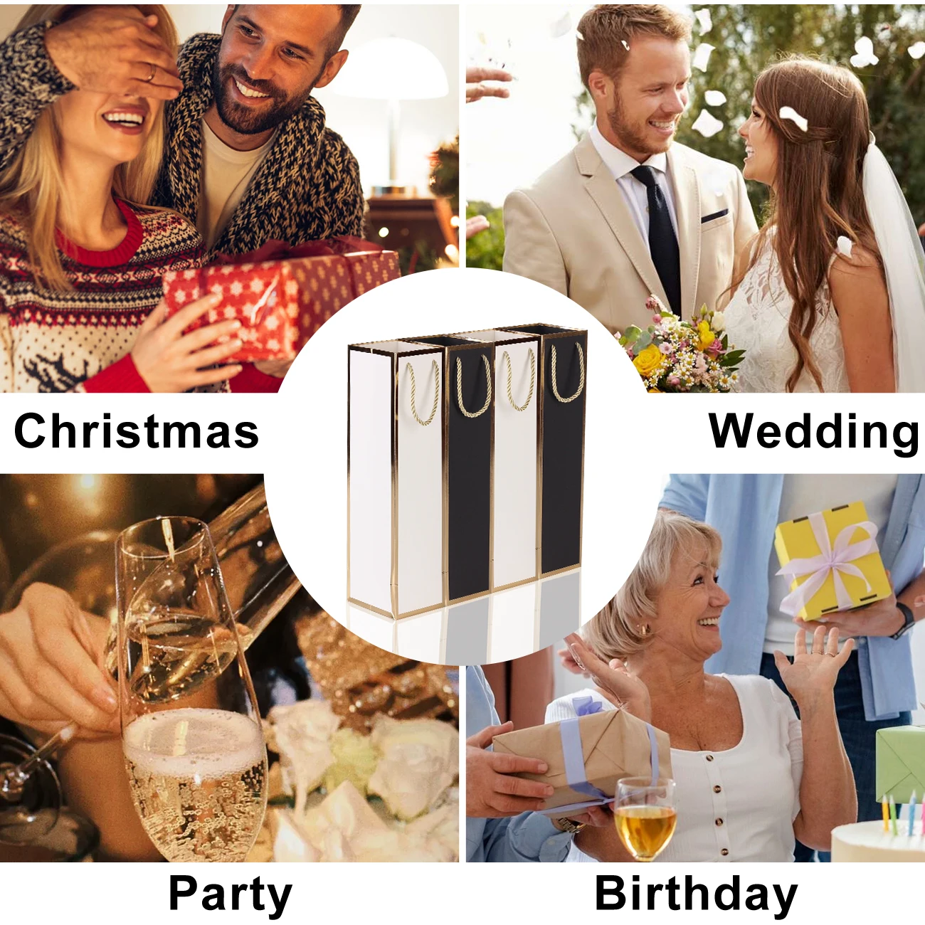 Bolsas de regalo para vino con estampado dorado de lujo - imagen 3