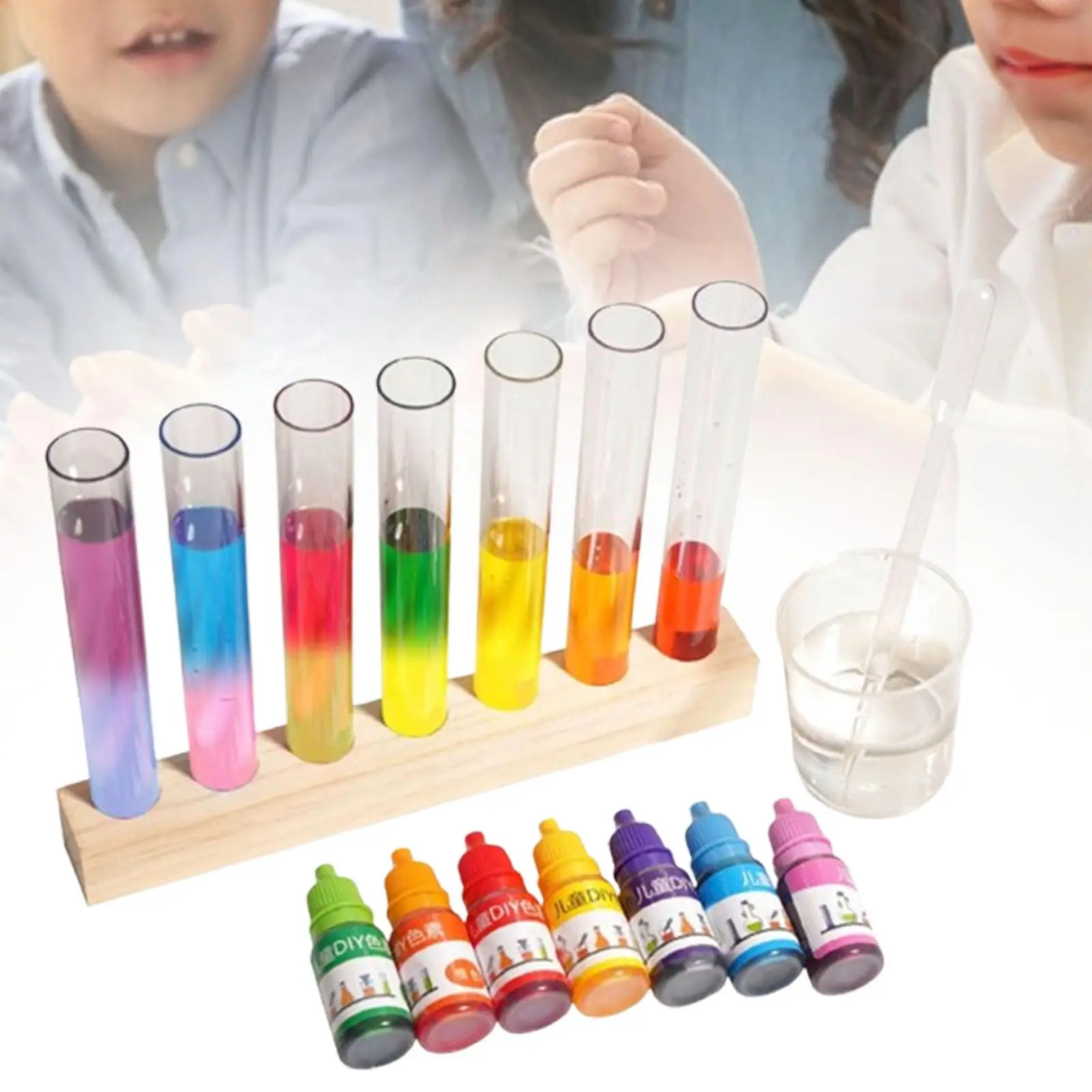 Science Kit,Colorful Test Tube Color Toy,Science Holder Test Tube Three Primary Color Experiment for Kids,Toddlers