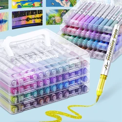 Rotuladores metálicos de pincel para niños – Set artístico con estuche
