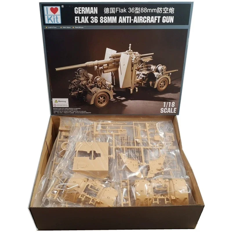 TRUMPETER 1/18 alemán Flak 36 88mm pistola antiaéreo montaje de plástico modelo de rompecabezas - imagen 2