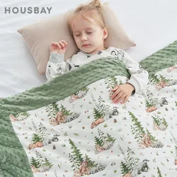 Manta de bebé de 120x150Cm, colcha cálida de invierno para bebé, colcha con estampado de oso de dibujos animados, colcha gruesa táctil Doudou para niños y niñas