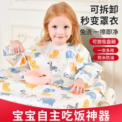 Babero impermeable con delantal para alimentación y cobertura completa