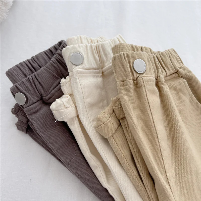 Pantalones de otoño para niños 2-7T, pantalones Harem finos de Color sólido para niñas, pantalones casuales sueltos para niños, pantalones coreanos para niños - imagen 3