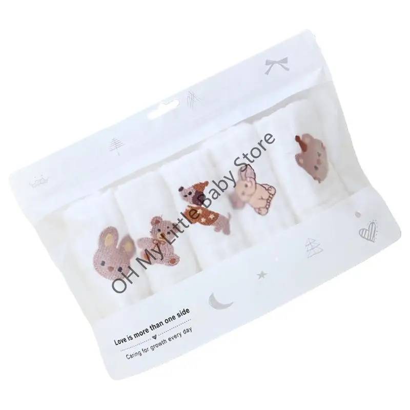 M76C 1pc/5pcs Toalla cuadrada algodón para bebé, dibujos recién nacidos wipe bits beligas 6 capas - imagen 2