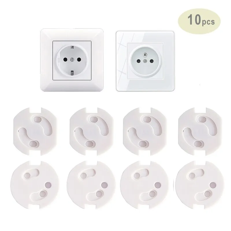 Cubiertas de enchufe de seguridad para bebés, protectores de toma de corriente eléctrica de plástico, 10 piezas, protección de seguridad para niños