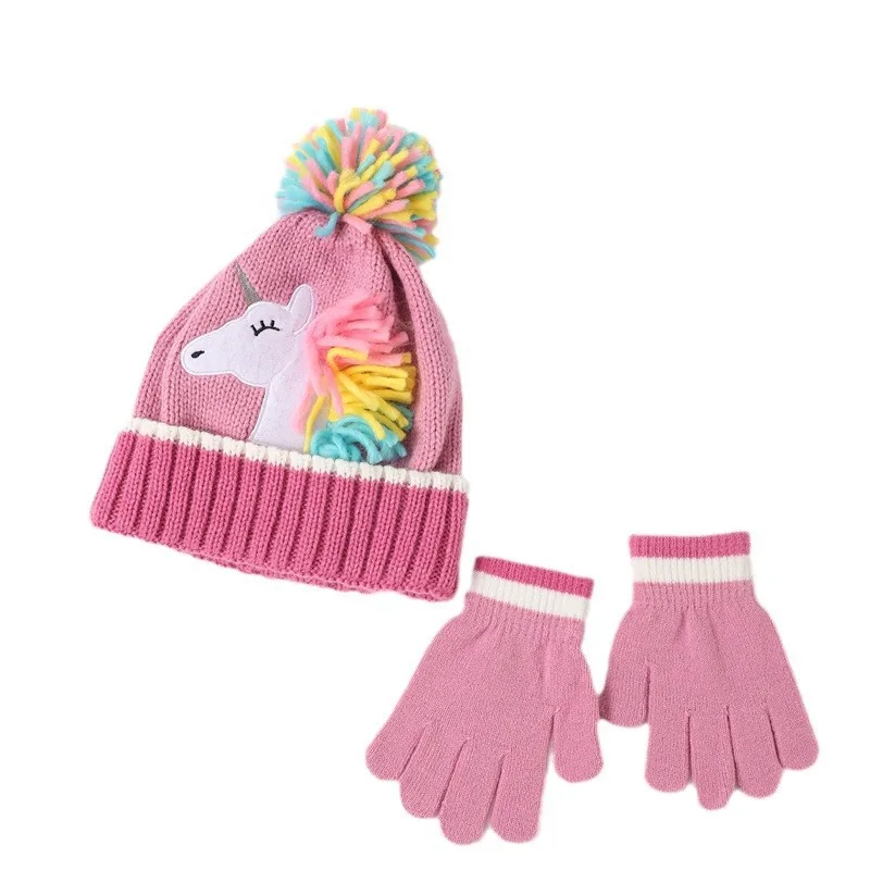 Set gorro y guantes unicornio niña – Forro térmico de invierno - imagen 3