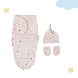 Conjunto gorro y manta de algodón con motivos infantiles para bebé 0-6 meses