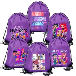 K Pop Demon Hunters para niñas, bolsa con cordón, mochila deportiva impermeable, paquete de bolsillo, bolsas de baloncesto, regalo bonito de cumpleaños de dibujos animados