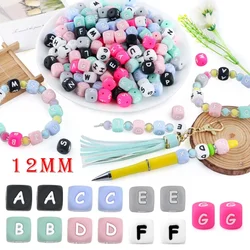 Cuentas de silicona con letras 12 mm para pulseras y collARES