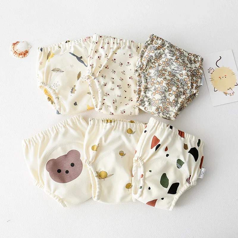 Pantalones de entrenamiento para bebé, ropa interior para bebé, pantalones de pañales transpirables con bonito patrón lavable, pañales de verano para bebé, pantalones de aprendizaje de algodón - imagen 2
