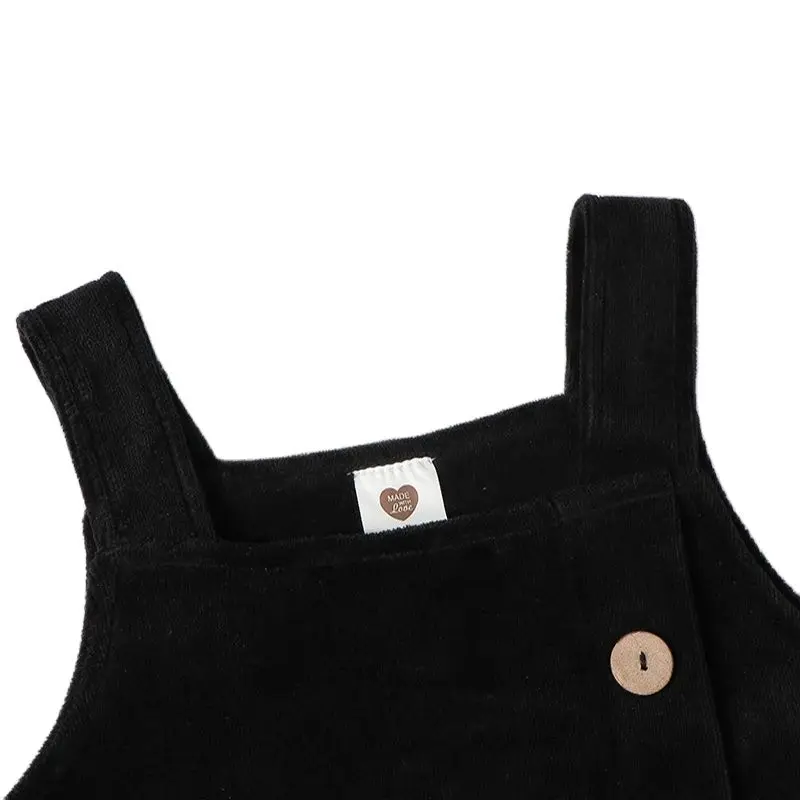 Pelele negro de bebé con cinturón suave unisex para niño y niña - imagen 2