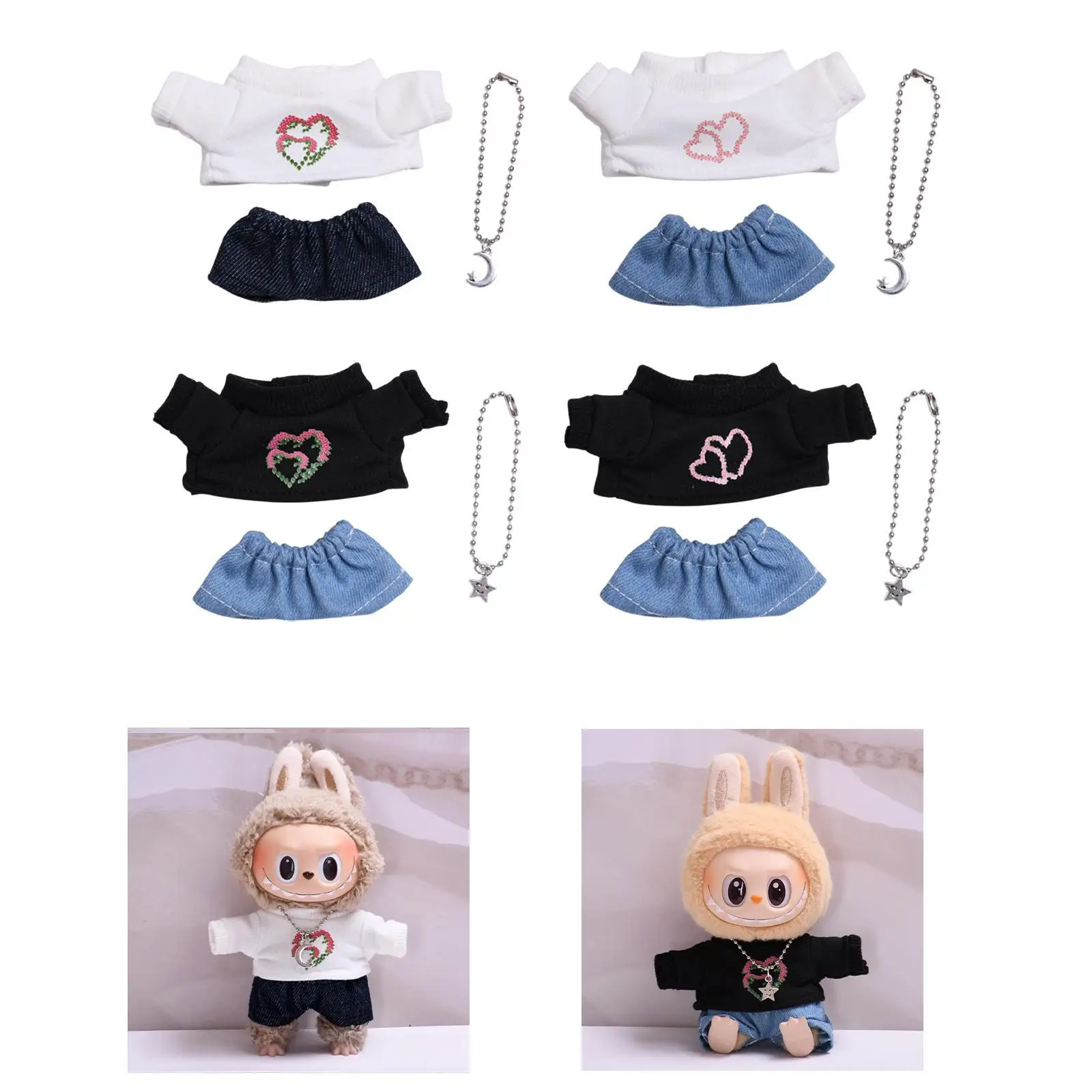 3 Pieces Doll T-shirt Doll Clothes Doll Outfit Mini for 15/17 Dolls Pendant Doll