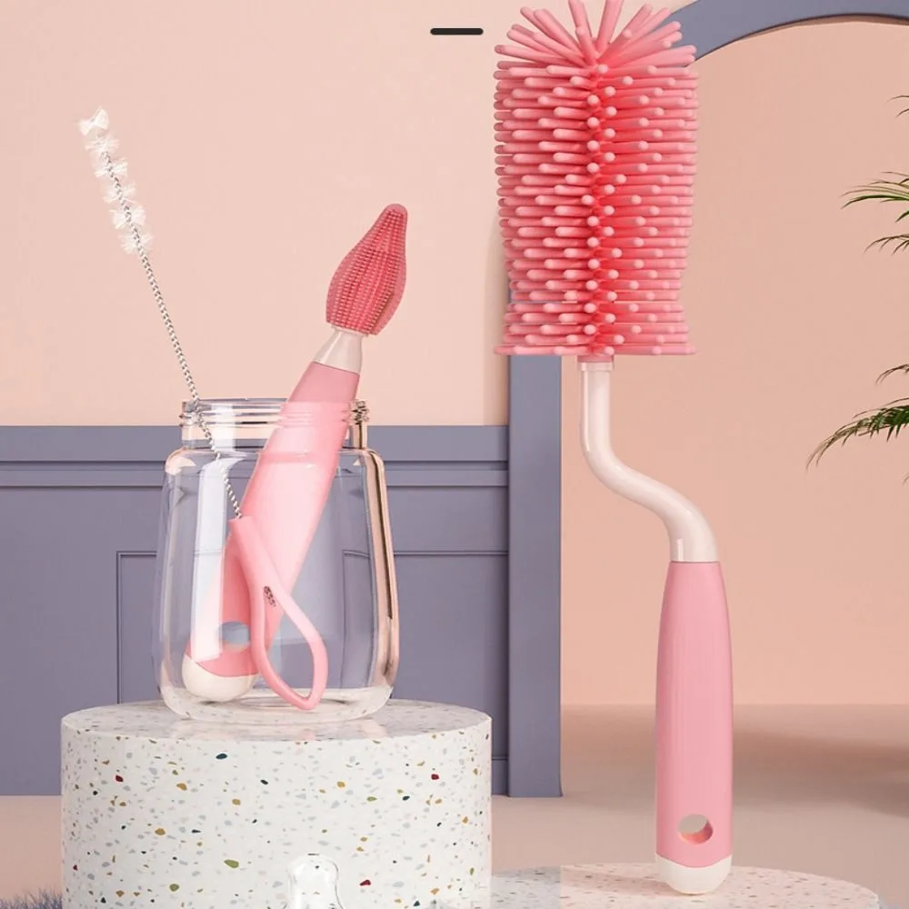 3 unids/set de chupete de silicona para bebé, depurador de paja, cepillo pequeño, cepillo de limpieza de botellas, taza de vidrio de 360 grados, herramienta de limpieza de lavado - imagen 4