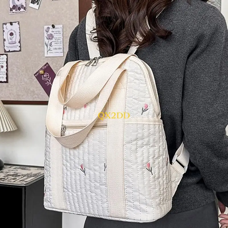 QX2D Mochila moderna para padres Compartimentos multifuncionales Bolsillo lateral agarre rápido - imagen 2