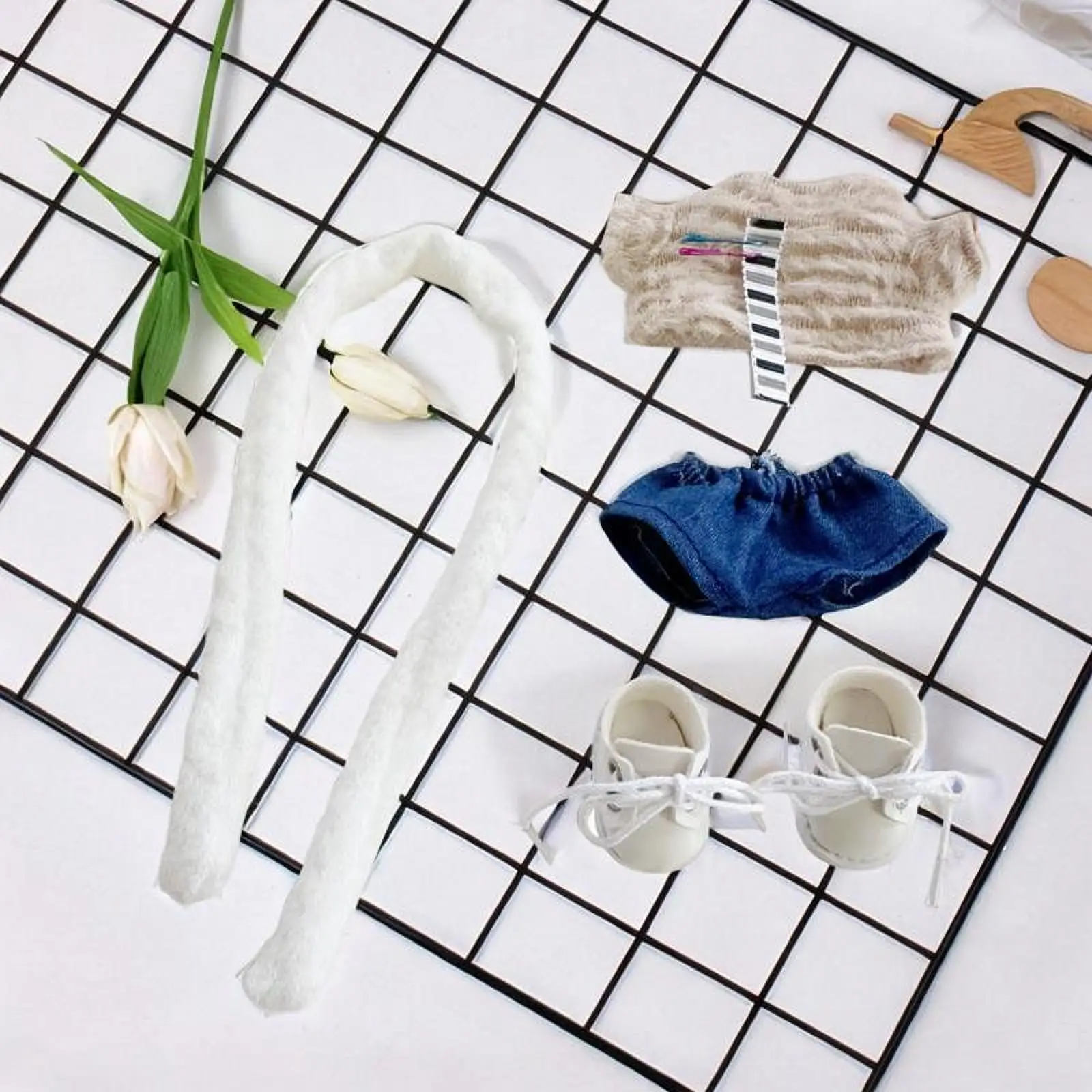 Stuffed Doll Clothes Photo Props Stylish Costumes Make Your Own Doll Fashion Doll Top and Scarf Shoes Suit for 17cm 15cm Doll