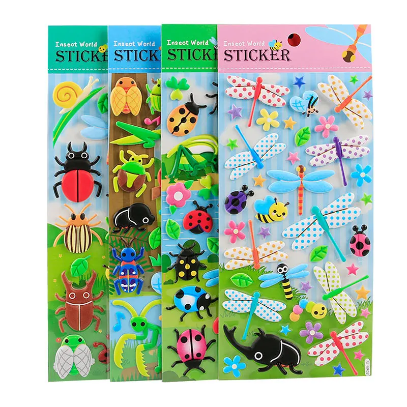 1 hoja de pegatinas 3D bonitas de insectos, libélula y mariposa, pegatinas de dibujos animados DIY, decoración para álbum de recortes, regalo para estudiantes - imagen 5