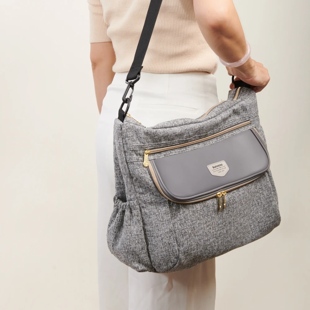 Sunveno-Bolsa de pañales de gran capacidad para mamá, organizador de viaje Universal para cochecito de bebé, maternidad - imagen 4