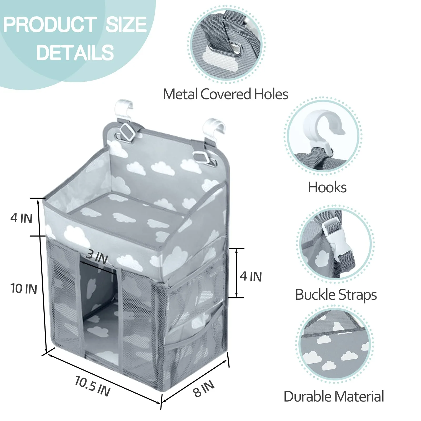 Bolsa colgante de pañales para cuna – Organizador práctico bebé - imagen 5