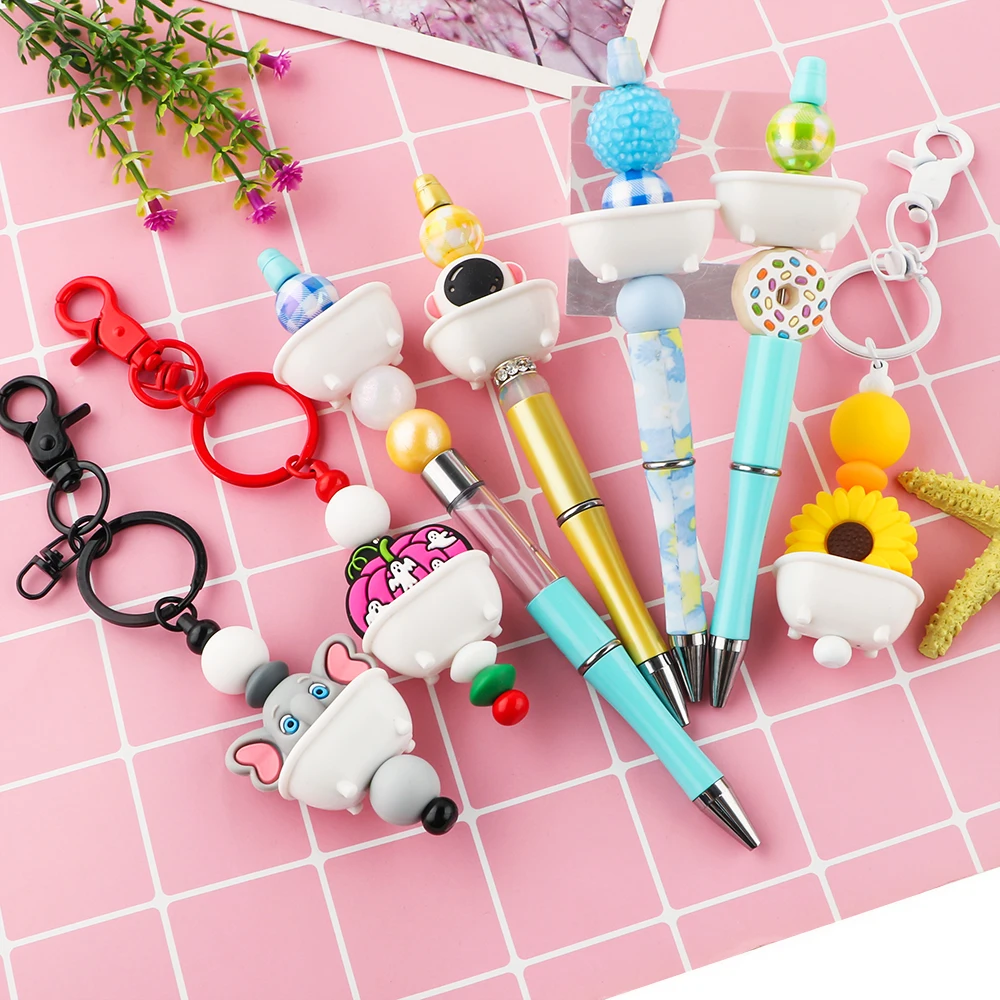 20 piezas de modelado de bañera blanca acrílica para llavero con colgante DIY, bolígrafo, Etc., productos hechos a mano Newideas - imagen 3