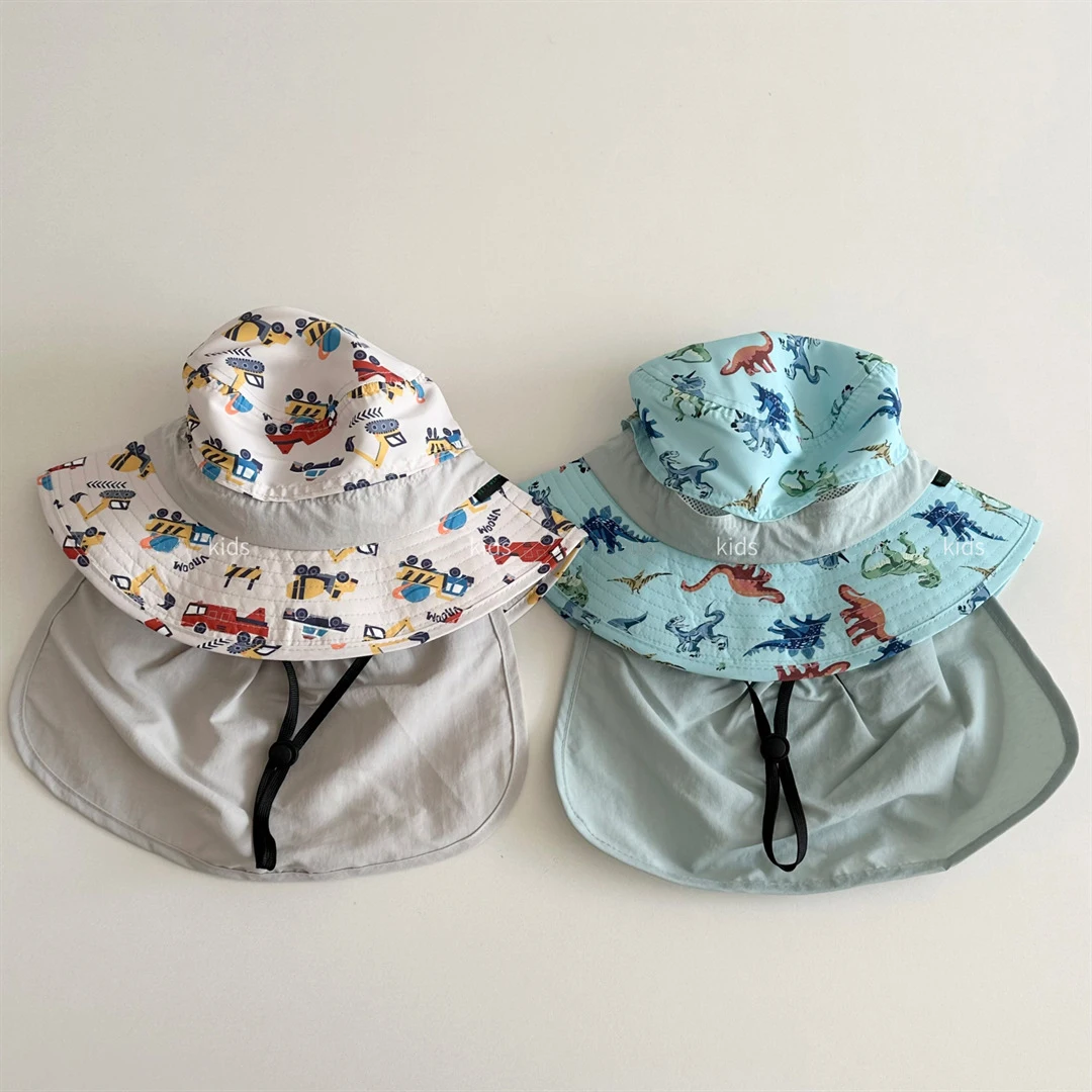 Sombrero de verano para bebés niñas dinosaurio secado rápido pescador - imagen 3