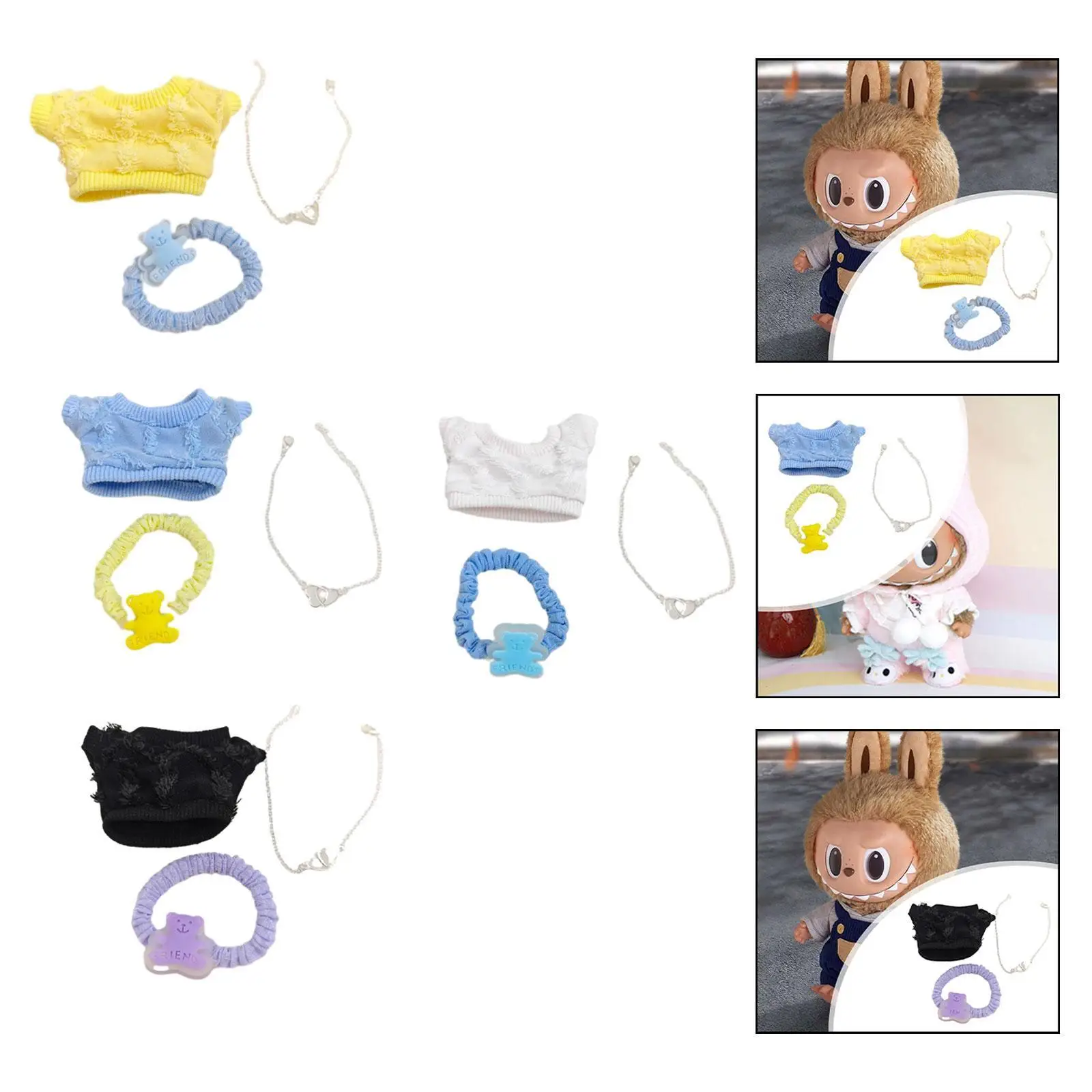 Plush Doll Clothes Soft for Kids Plush Doll Accessories Cloth Doll Keychain Accessory Dress up Doll Outifits for 17cm Doll