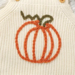 Mono tejido calabaza bebé Halloween con tirantes 0-18m