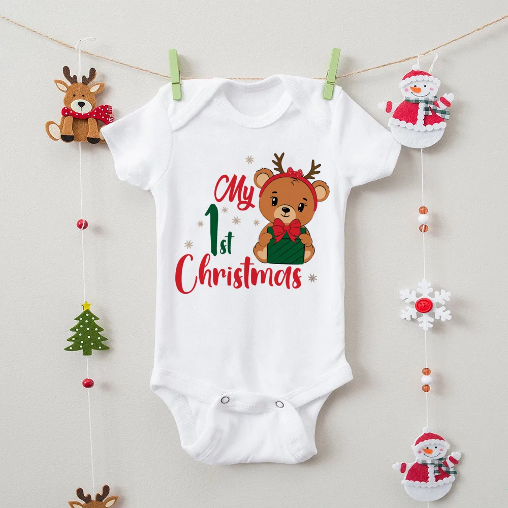 First Christmas Print Baby Bodysuits Boys Girls Xmas Cute Clothes Toddler Romper Newbron Christmas Gift Xmas Party Outfits - imagen 3