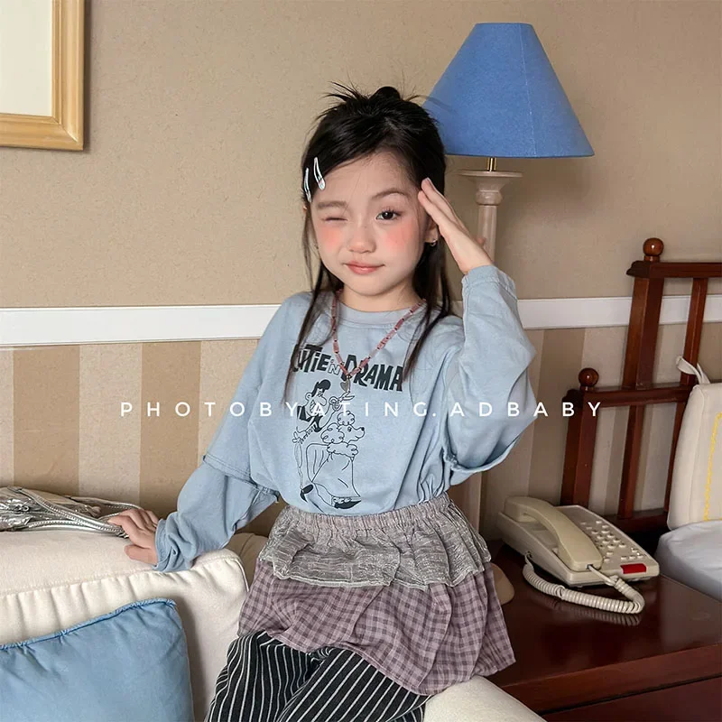 MILANCEL, camiseta de primavera para niñas, 1-6T, estampado de dibujos animados, camisa de fondo para niños, camisetas interiores finas para niños, ropa bonita con letras para niños - imagen 3