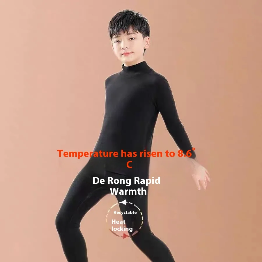 Traje térmico de terciopelo reversible de cuello alto, niño otoño - imagen 3