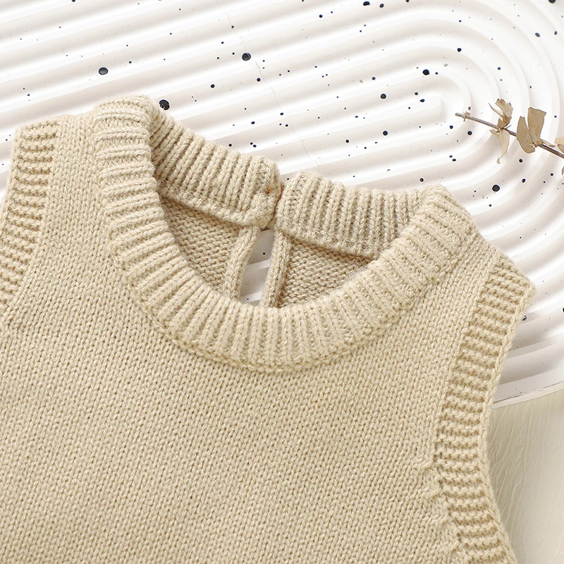 Peleles informales lisos sin mangas de punto para bebé, suéteres de una pieza para recién nacidos, monos de 0 a 18m, monos para niños pequeños - imagen 2