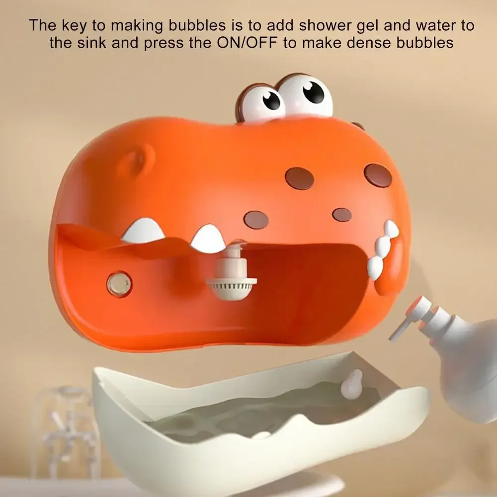 Juguetes de baño para bebé para niños, máquina de burbujas de dinosaurio musical, juguetes de baño, jabón para bañera, fabricante de burbujas automático, juguetes para baño de bebé - imagen 2