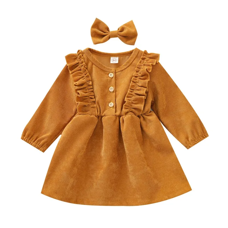 Nuevo vestido de otoño para niñas: lindo vestido de princesa de manga larga de pana, vestido de chaleco elegante para niños, cómodo y versátil. - imagen 5