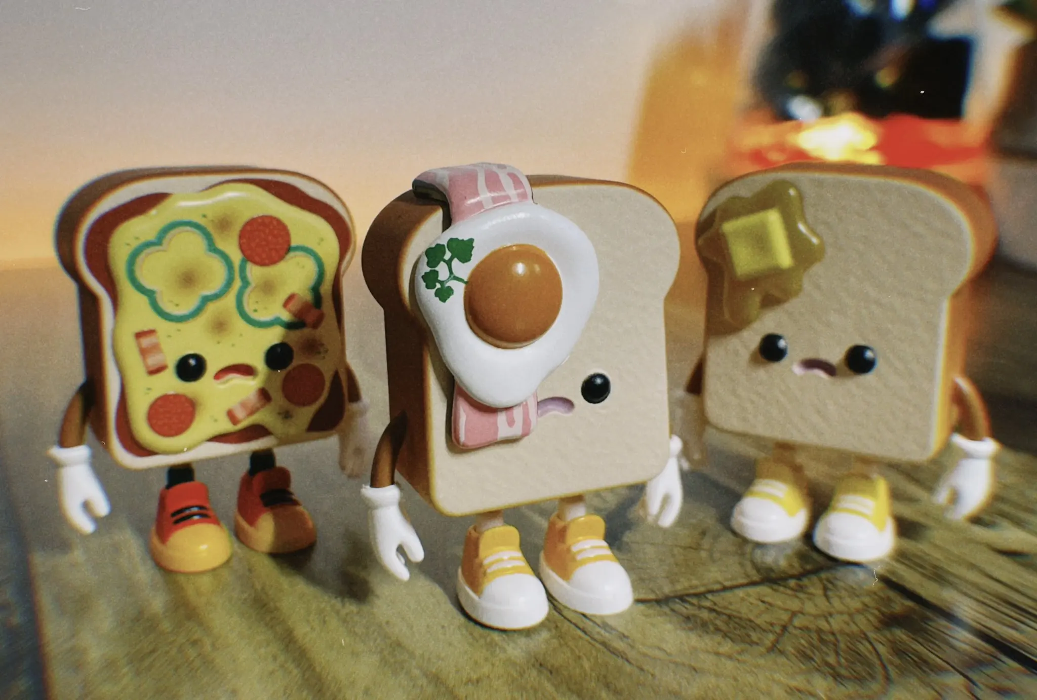 Qualia Cápsula de juguete, soporte para pan tostado, figura kawaii, Pizza, miel, mantequilla, toast, bacon, huevo, crema de mantequilla, gashapon - imagen 4