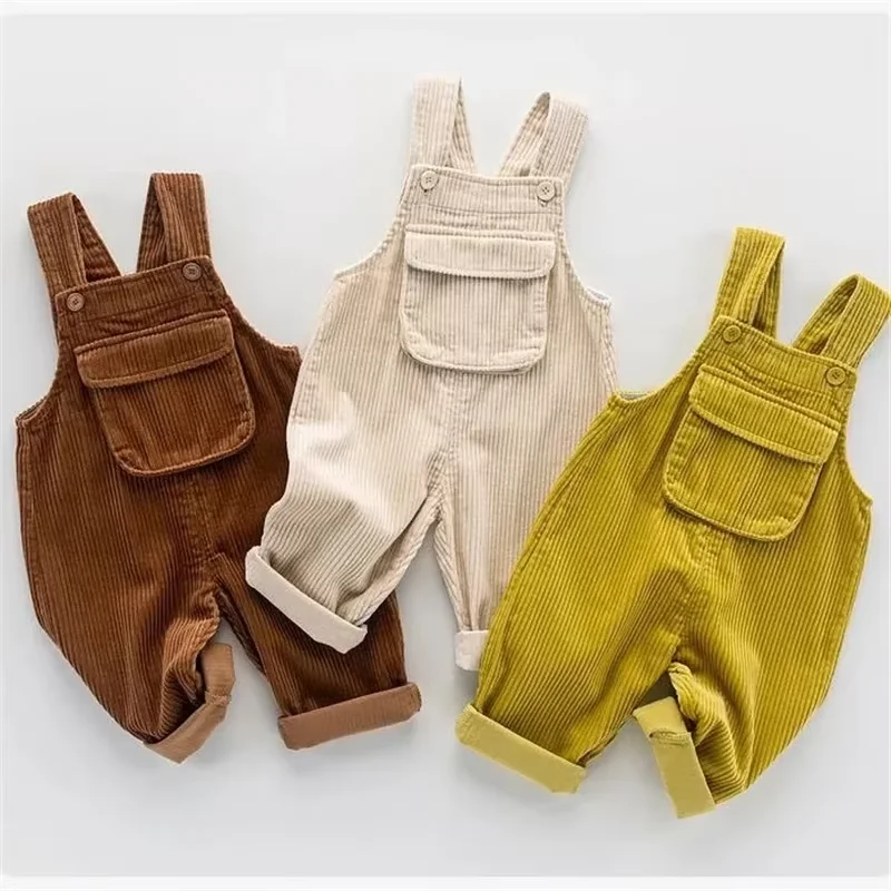 Pantalones de pana de estilo coreano para niños y niñas, monos de una pieza, cómodos, informales, nuevos estilos, primavera y otoño
