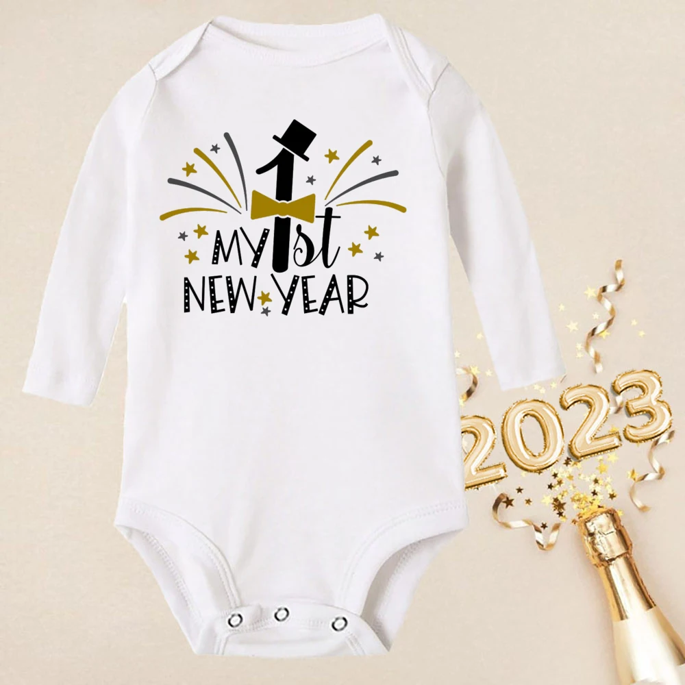 Body de mi primer año nuevo para bebé, trajes infantiles para fiesta de año nuevo, monos de manga larga para recién nacidos, ropa de vacaciones de invierno para niños y niñas - imagen 3