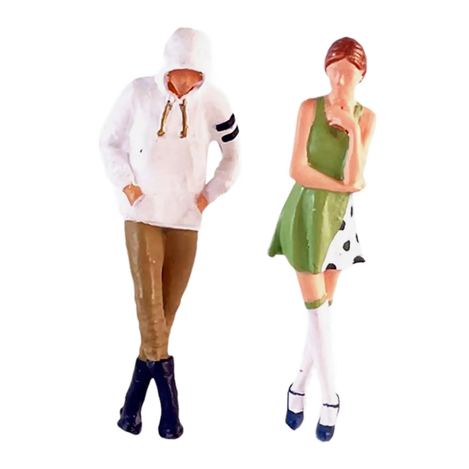 2 Pieces 1:64 Figures Set Couples Figurines Dating Scene Model for Miniature Scenes Architecture Fairy Garden Photography Layout