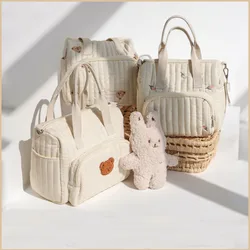 MILANCEL nueva bolsa de mamá bolsa de pañales portátil de gran capacidad oso bordado lindo bolsa de almacenamiento de ocio