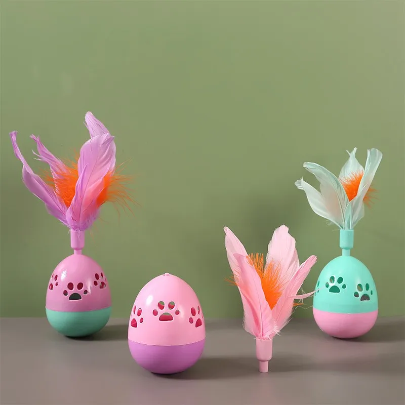 Juguete interactivo con forma de campana para gato, Bola de plumas artificiales, vaso, suministros para mascotas, recuerdo, 1 unidad