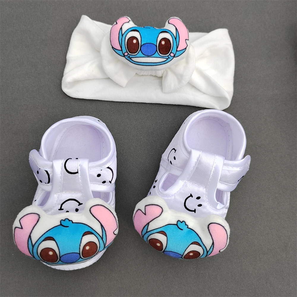 Zapatos con estampado de Winnie The Pooh para bebé, zapatillas de dibujos animados de Disney, Fondo de goma, antideslizantes, primeros pasos, color rosa, 0 a 4 meses