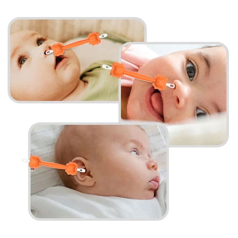 Cuchara limpiadora para bebé, recogedor de curetas de cera suave multifuncional de doble cabeza, palo de limpieza de oreja y nariz, pinzas de limpieza de silicona, 1 Uds. - imagen 2