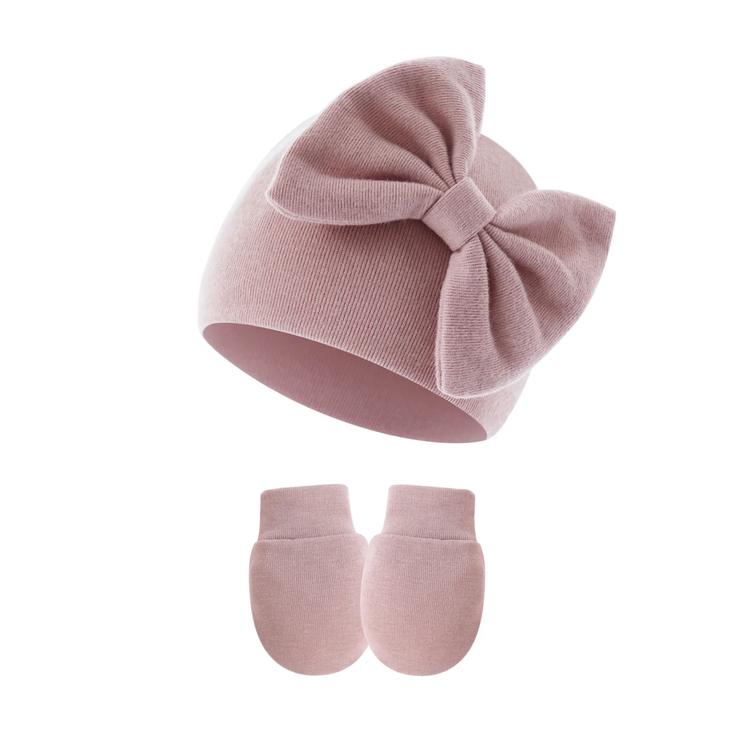 Conjunto de gorro y guantes para bebé recién nacido, bonito sombrero con lazo, regalos para niños y niñas, accesorios de ropa - imagen 4