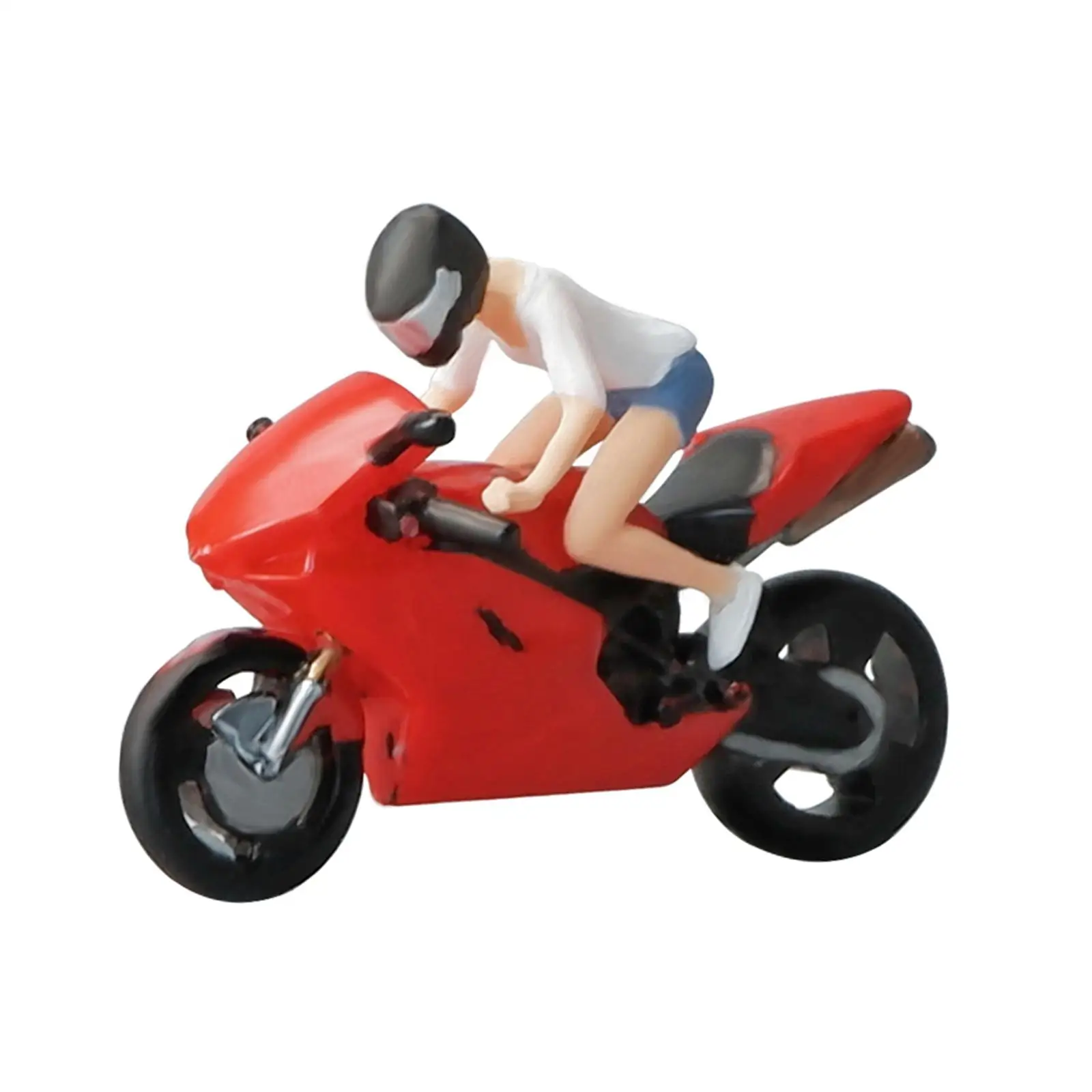 Figuras en miniatura de Mini personas, adorno realista de motocicleta con figura, decoración de diseño de mesa de arena, 1/64 - imagen 3