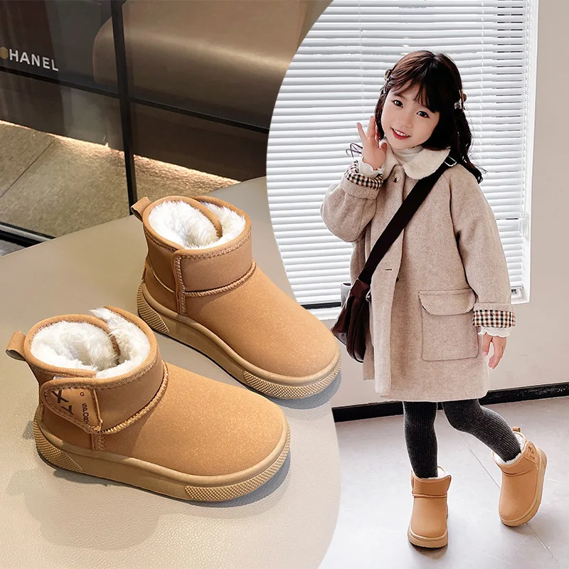 2025 botas de nieve de lana gruesa para niños, botas de algodón de fondo suave, botines cálidos de invierno para bebés y niñas, zapatos cómodos para niños pequeños - imagen 2