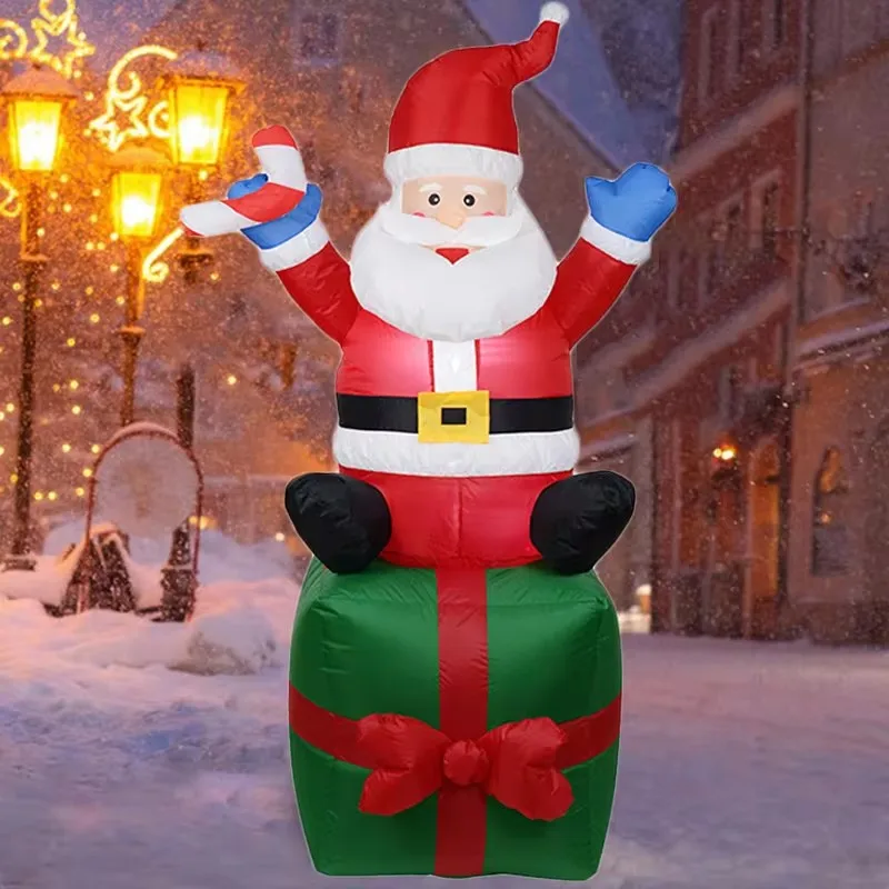 Luces LED gigantes para decoración navideña, caja de regalo inflable de Papá Noel, juguetes para el hogar al aire libre, regalo de Navidad para niños, 1,8 M - imagen 2