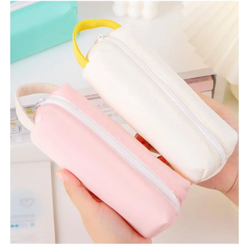 Estuche de lápices Simple, suministros escolares, estuche de lápices para niñas de gran capacidad, papelería bonita, estuche de lápices suave para volver a la escuela